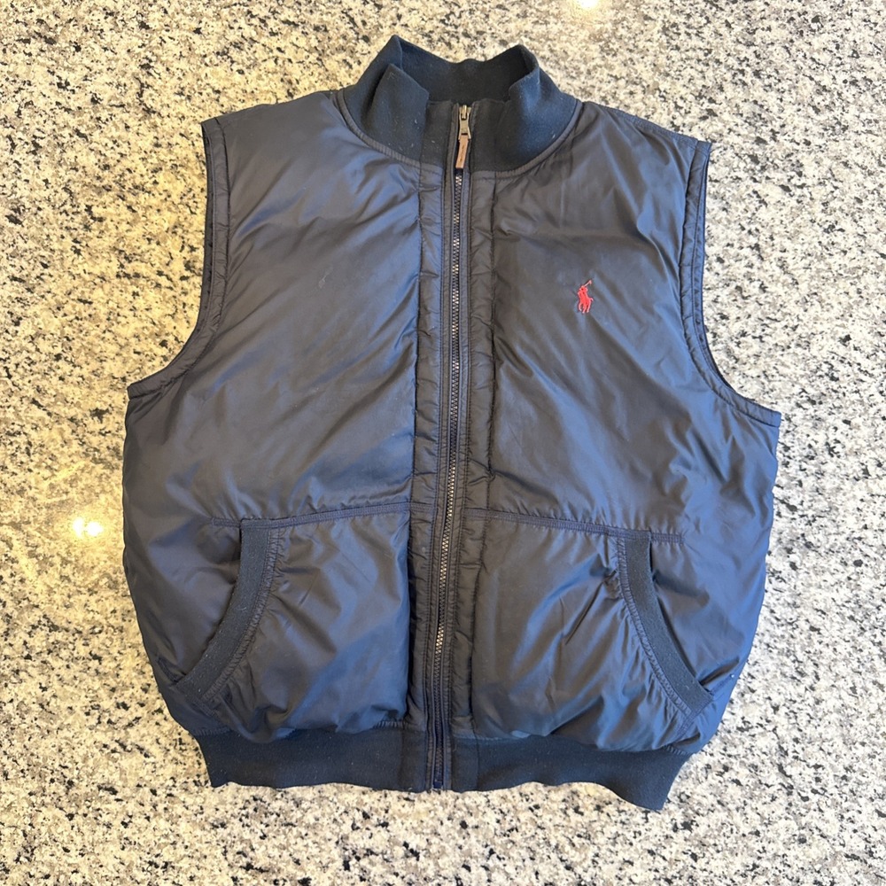 Men's Polo Ralph Lauren‎ Goose Down Puffer Vest Body Warmer Navy Blue  Size L